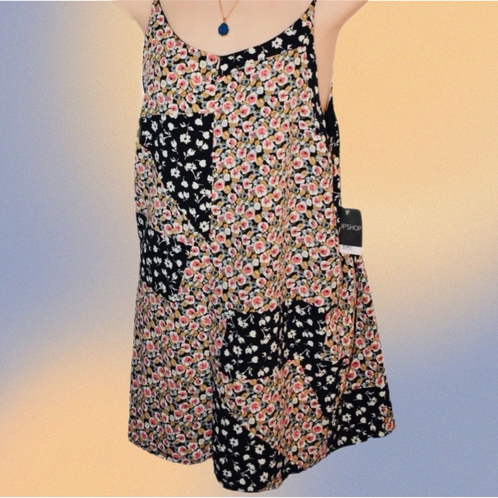 NWT** Topshop Floral Patchwork Cutout Back Romper